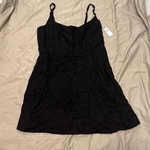 Old Navy Linen Black Spaghetti Strap Dress